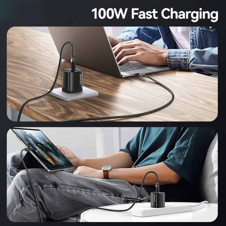 USAMS SJ742 100W USB-C / Type-C to USB-C / Type-C Zinc Alloy Digital Display Fast Data Cable, Length: 1.2m(Titanium)