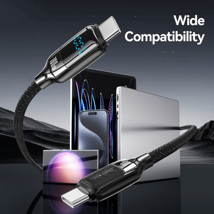USAMS SJ742 100W USB-C / Type-C to USB-C / Type-C Zinc Alloy Digital Display Fast Data Cable, Length: 1.2m(Titanium)