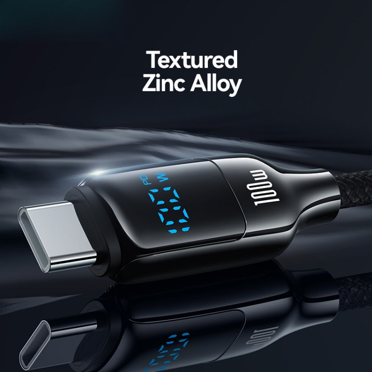 USAMS SJ742 100W USB-C / Type-C to USB-C / Type-C Zinc Alloy Digital Display Fast Data Cable, Length: 1.2m(Titanium)