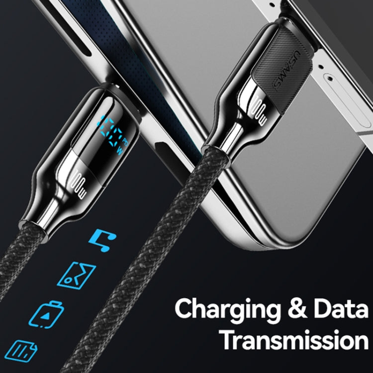 USAMS SJ742 100W USB-C / Type-C to USB-C / Type-C Zinc Alloy Digital Display Fast Data Cable, Length: 1.2m(Titanium)