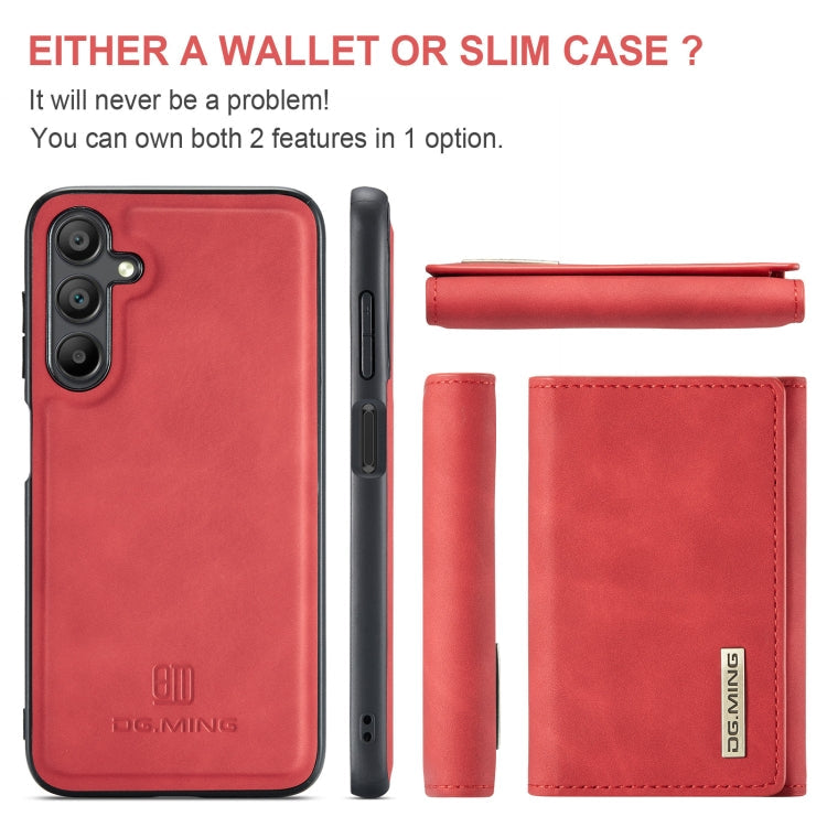 For Samsung Galaxy A16 5G DG.MING M1 Series 3-Fold Multi Card Wallet + Magnetic Phone Case(Red)