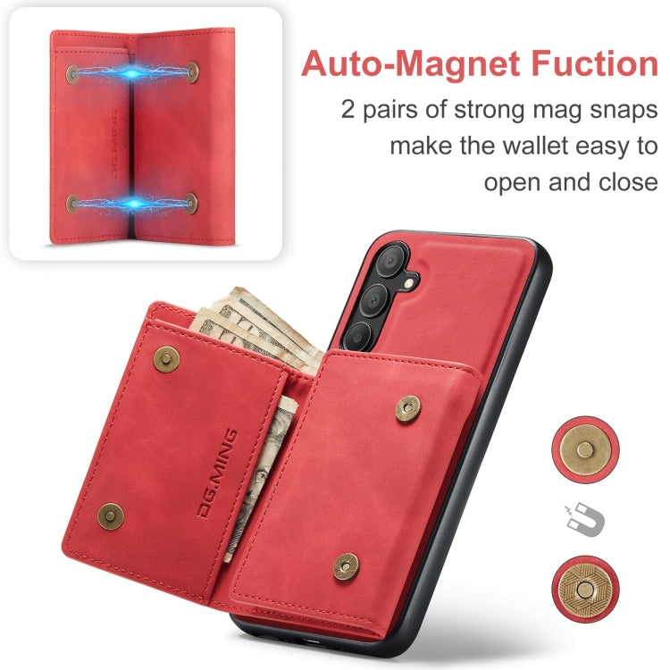 For Samsung Galaxy A16 5G DG.MING M1 Series 3-Fold Multi Card Wallet + Magnetic Phone Case(Red)