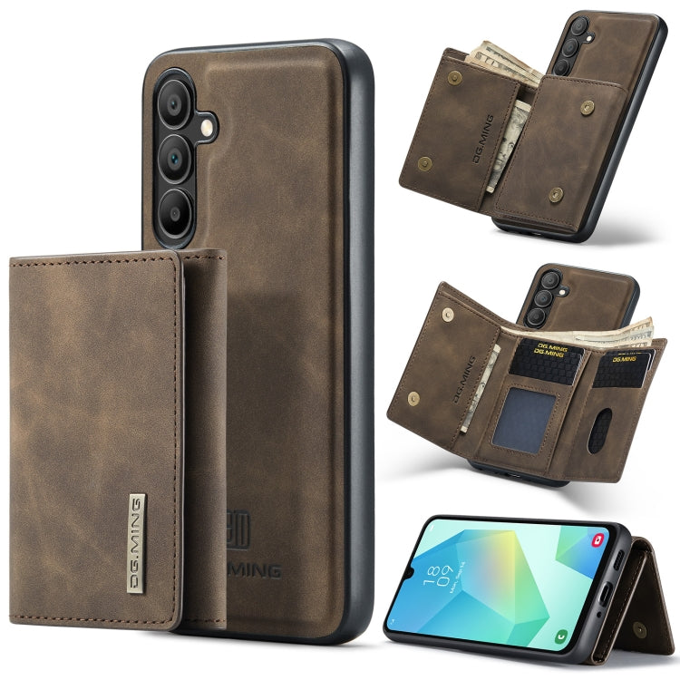 For Samsung Galaxy A16 5G DG.MING M1 Series 3-Fold Multi Card Wallet + Magnetic Phone Case(Coffee)
