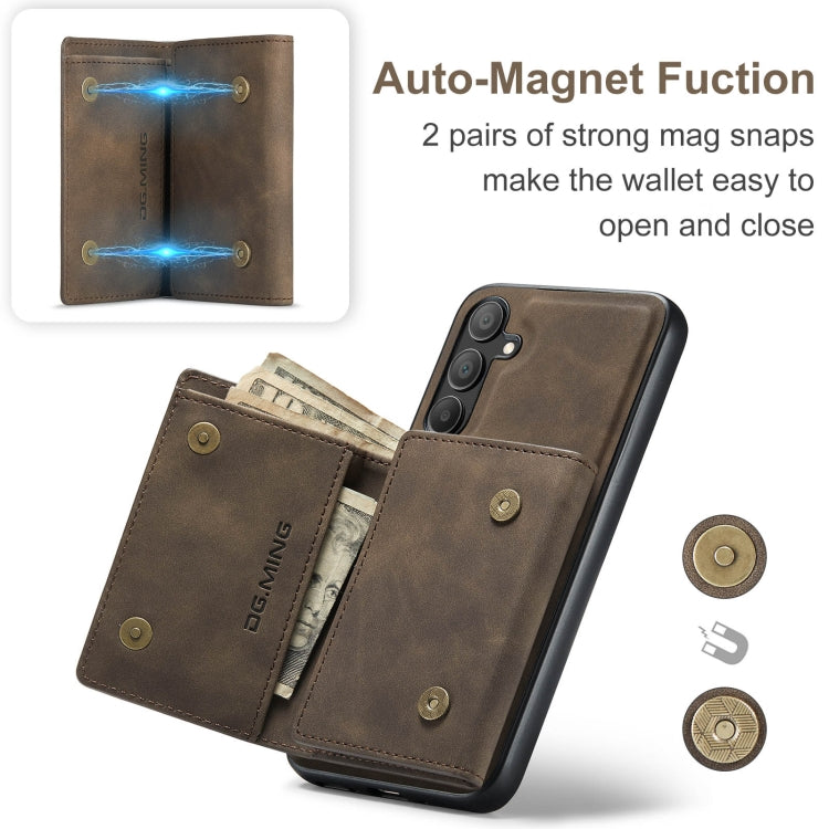 For Samsung Galaxy A16 5G DG.MING M1 Series 3-Fold Multi Card Wallet + Magnetic Phone Case(Coffee)