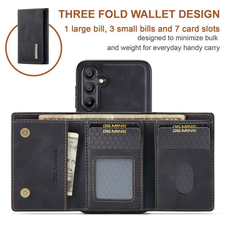 For Samsung Galaxy A16 5G DG.MING M1 Series 3-Fold Multi Card Wallet + Magnetic Phone Case(Black)
