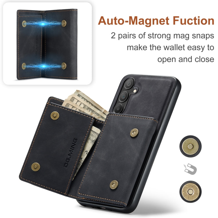 For Samsung Galaxy A16 5G DG.MING M1 Series 3-Fold Multi Card Wallet + Magnetic Phone Case(Black)