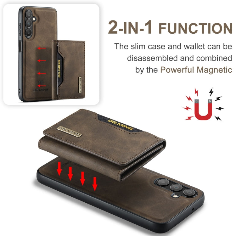 For Samsung Galaxy A16 5G DG.MING M2 Series 3-Fold Multi Card Bag + Magnetic Phone Case(Coffee)