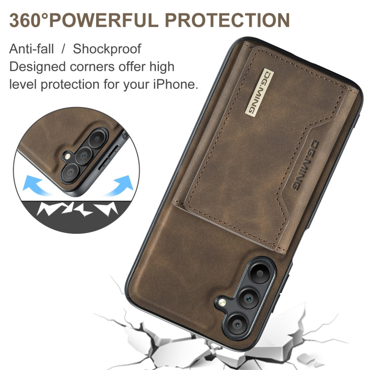 For Samsung Galaxy A16 5G DG.MING M2 Series 3-Fold Multi Card Bag + Magnetic Phone Case(Coffee)