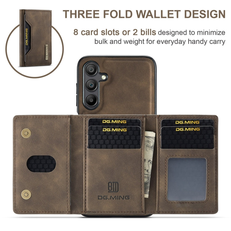 For Samsung Galaxy A16 5G DG.MING M2 Series 3-Fold Multi Card Bag + Magnetic Phone Case(Coffee)