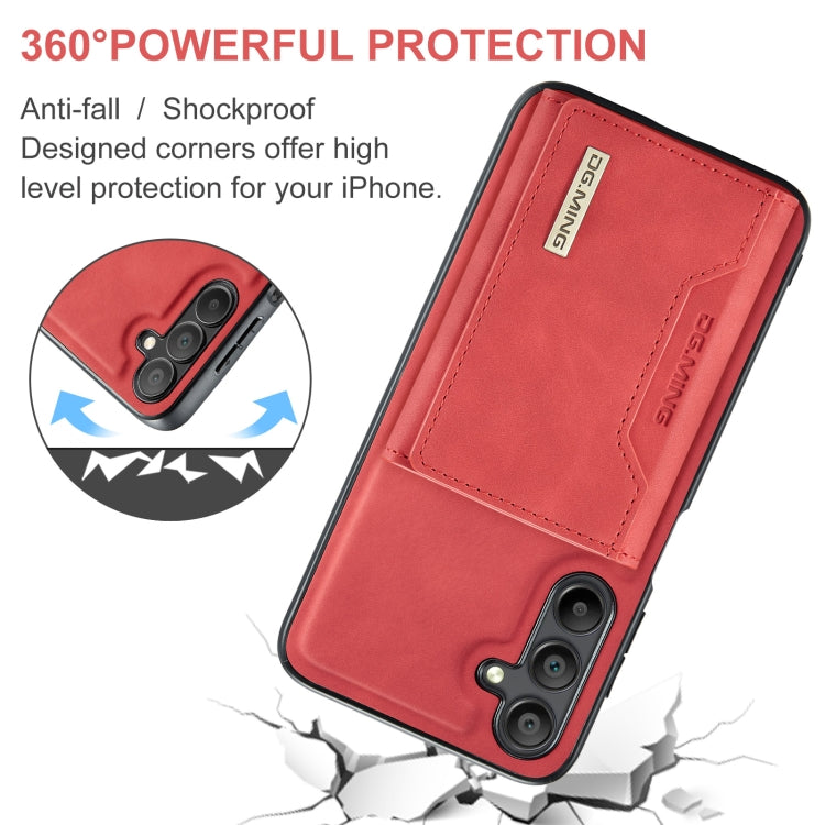 For Samsung Galaxy A16 5G DG.MING M2 Series 3-Fold Multi Card Bag + Magnetic Phone Case(Red)
