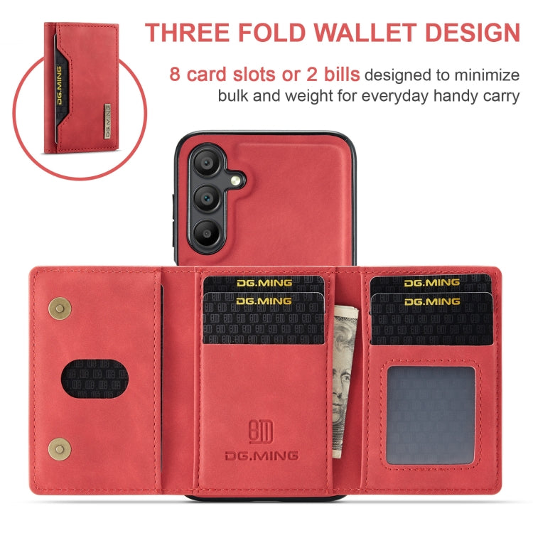 For Samsung Galaxy A16 5G DG.MING M2 Series 3-Fold Multi Card Bag + Magnetic Phone Case(Red)