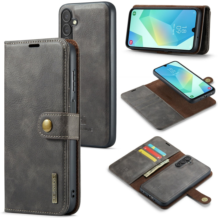 For Samsung Galaxy A16 5G DG.MING Crazy Horse Texture Detachable Magnetic Leather Case(Grey)
