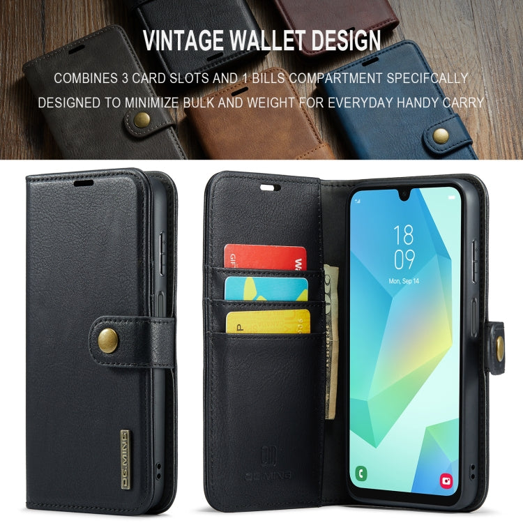 For Samsung Galaxy A16 5G DG.MING Crazy Horse Texture Detachable Magnetic Leather Case(Black)