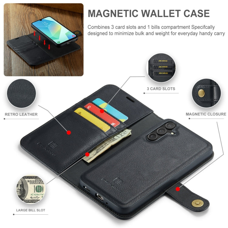For Samsung Galaxy A16 5G DG.MING Crazy Horse Texture Detachable Magnetic Leather Case(Black)