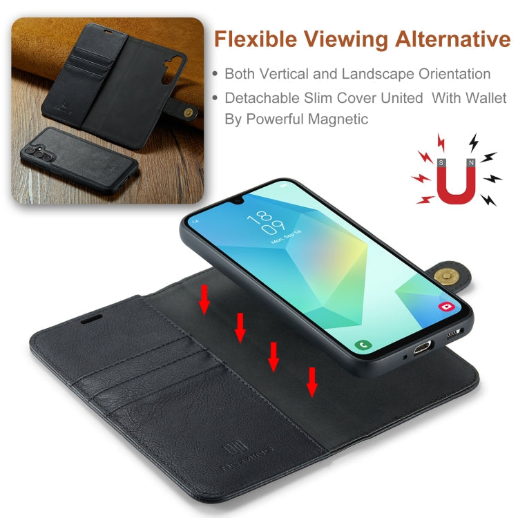 For Samsung Galaxy A16 5G DG.MING Crazy Horse Texture Detachable Magnetic Leather Case(Black)