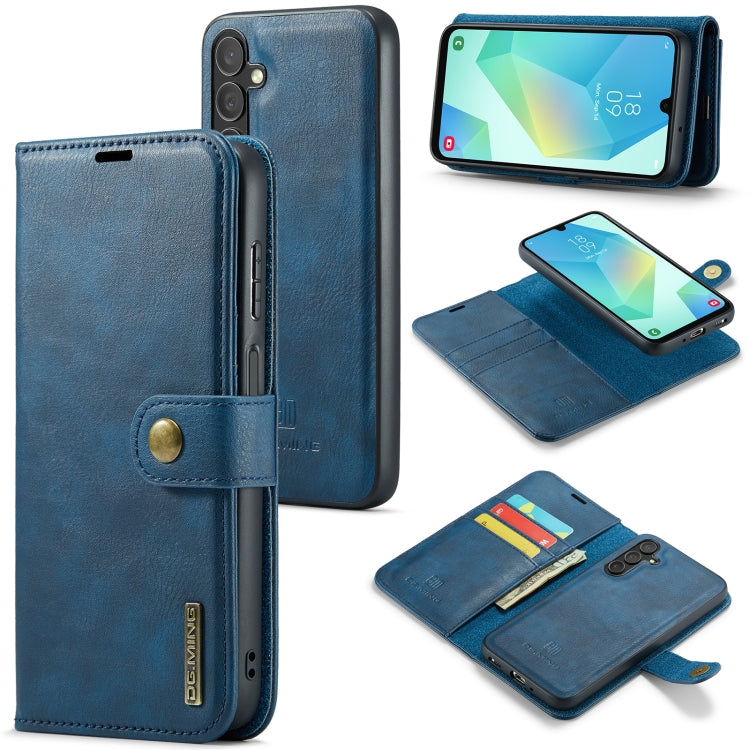For Samsung Galaxy A16 5G DG.MING Crazy Horse Texture Detachable Magnetic Leather Case(Blue)