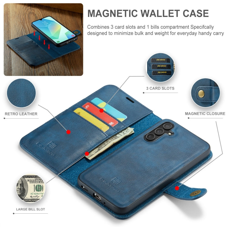 For Samsung Galaxy A16 5G DG.MING Crazy Horse Texture Detachable Magnetic Leather Case(Blue)