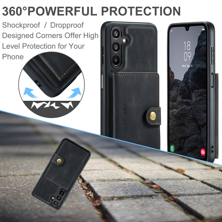 For Samsung Galaxy A16 5G JEEHOOD J01 Retro Magnetic Detachable Wallet Phone Case(Black)