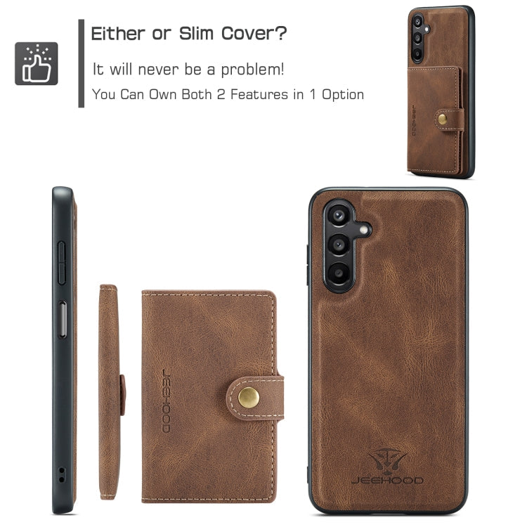 For Samsung Galaxy A16 5G JEEHOOD J01 Retro Magnetic Detachable Wallet Phone Case(Brown)