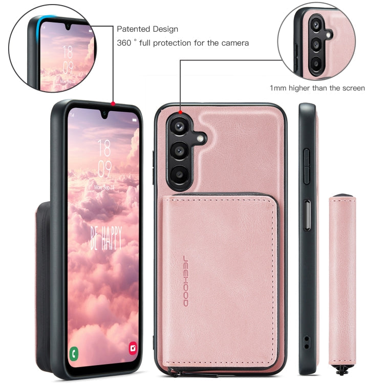 For Samsung Galaxy A16 5G JEEHOOD J02 Magnetic Zipper Horizontal Flip Leather Phone Case(Pink)