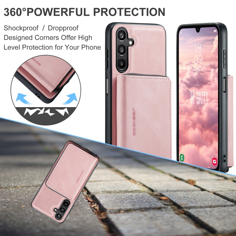 For Samsung Galaxy A16 5G JEEHOOD J02 Magnetic Zipper Horizontal Flip Leather Phone Case(Pink)
