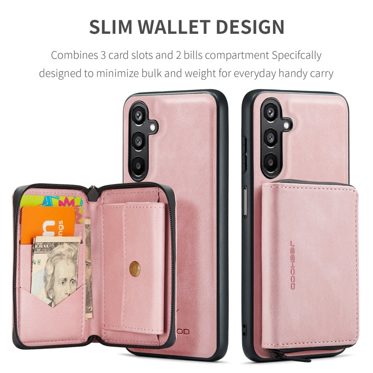 For Samsung Galaxy A16 5G JEEHOOD J02 Magnetic Zipper Horizontal Flip Leather Phone Case(Pink)