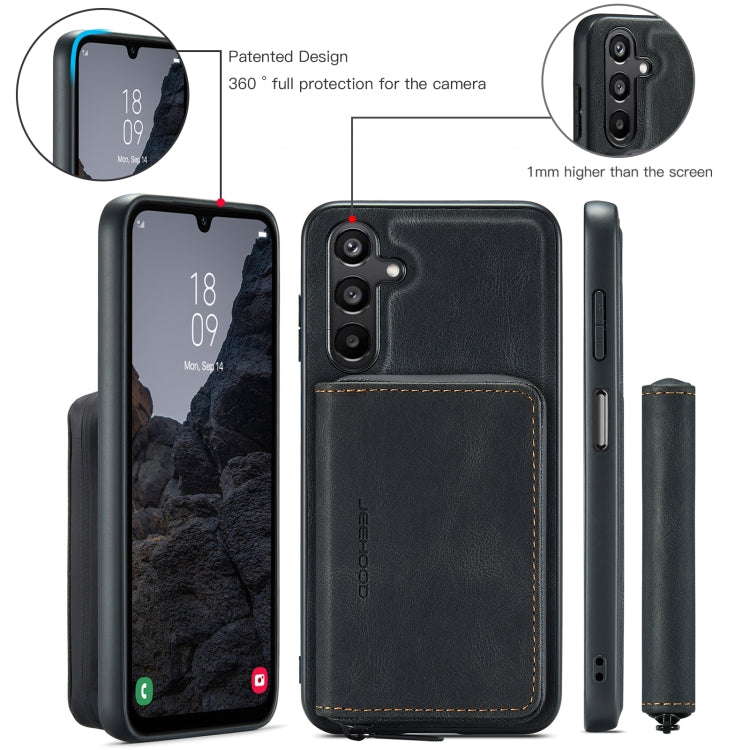 For Samsung Galaxy A16 5G JEEHOOD J02 Magnetic Zipper Horizontal Flip Leather Phone Case(Black)