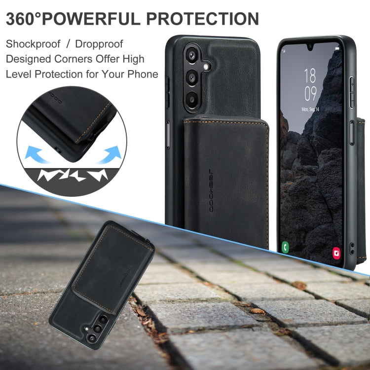 For Samsung Galaxy A16 5G JEEHOOD J02 Magnetic Zipper Horizontal Flip Leather Phone Case(Black)