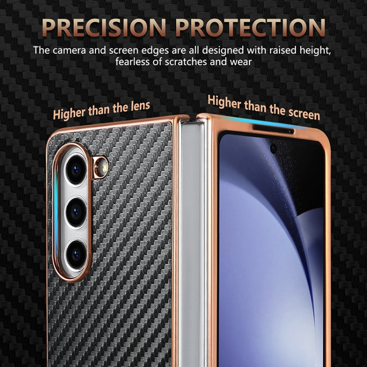 For Samsung Galaxy Z Fold5 5G AZNS Electroplated Edge Carbon Fiber Texture Phone Case(Green)
