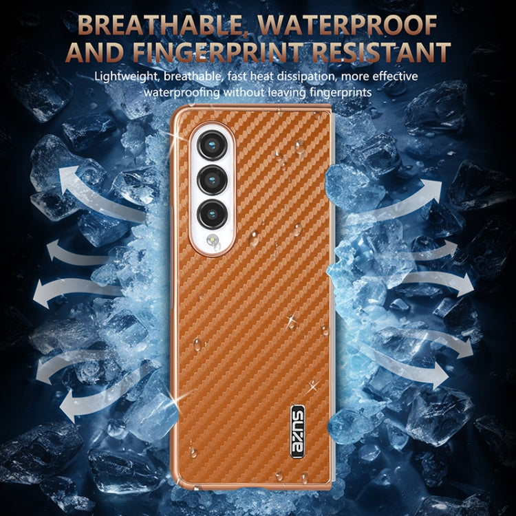 For Samsung Galaxy Z Fold3 5G AZNS Electroplated Edge Carbon Fiber Texture Phone Case(Black)