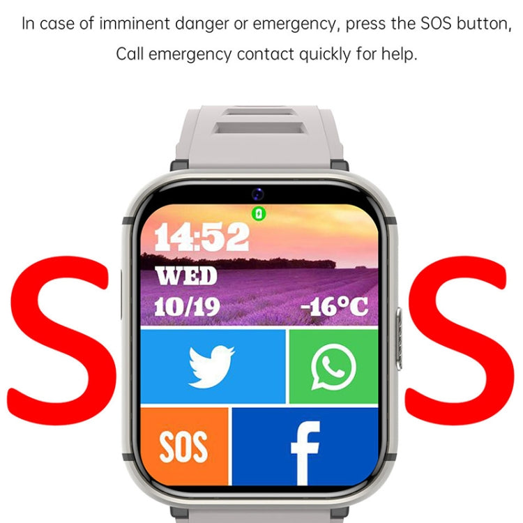 UNIWA DM66 4G Calling Smart Watch, 4GB+64GB, 1.99 inch IPS Screen Android 9.0 Support WiFi GPS(Black)