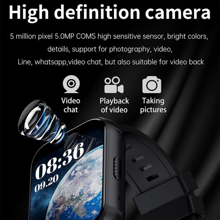 UNIWA DM66 4G Calling Smart Watch, 4GB+64GB, 1.99 inch IPS Screen Android 9.0 Support WiFi GPS(Black)