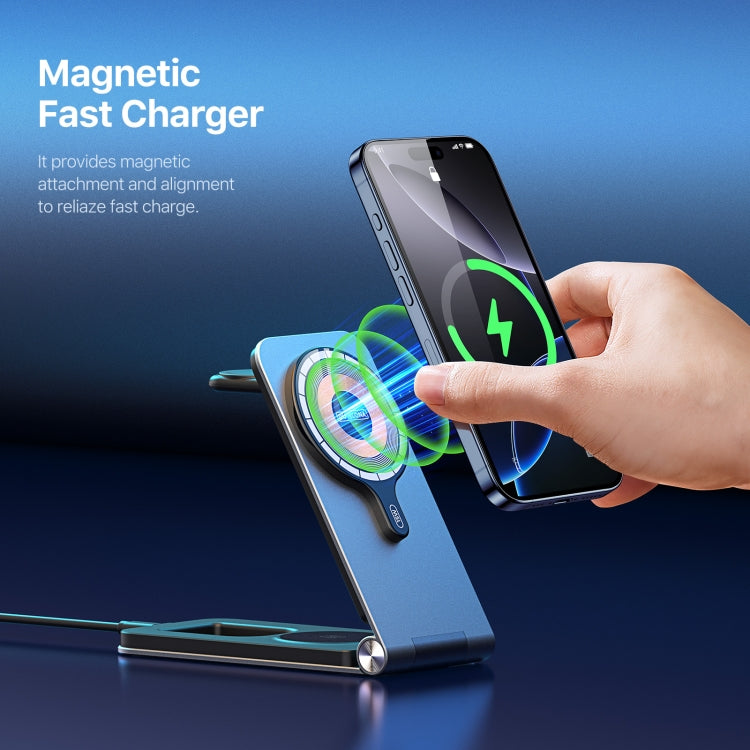 DUZZONA W22 15W 3 in 1 Foldable Magnetic Wireless Charging Stand(Grey)