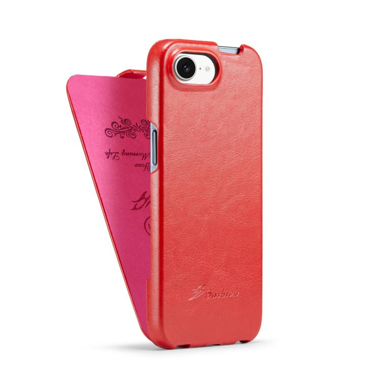 For iPhone 17e / 16e Fierre Shann 64 Texture Vertical Flip PU Leather Phone Case(Red)