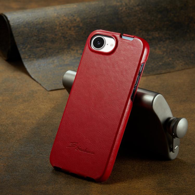 For iPhone 17e / 16e Fierre Shann 64 Texture Vertical Flip PU Leather Phone Case(Red)