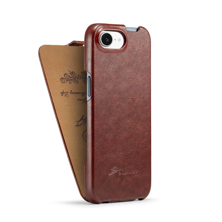 For iPhone 17e / 16e Fierre Shann 64 Texture Vertical Flip PU Leather Phone Case(Brown)