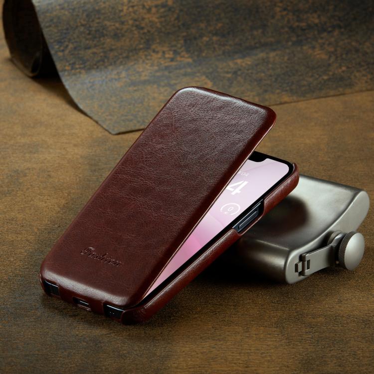 For iPhone 17e / 16e Fierre Shann 64 Texture Vertical Flip PU Leather Phone Case(Brown)