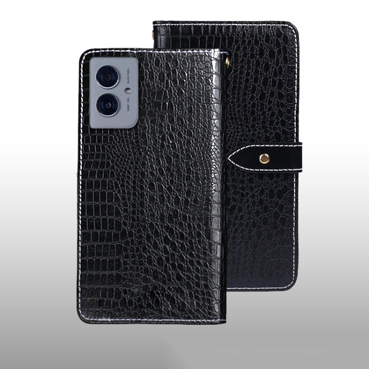 For Motorola Moto G55 5G idewei Crocodile Texture Leather Phone Case(Black)