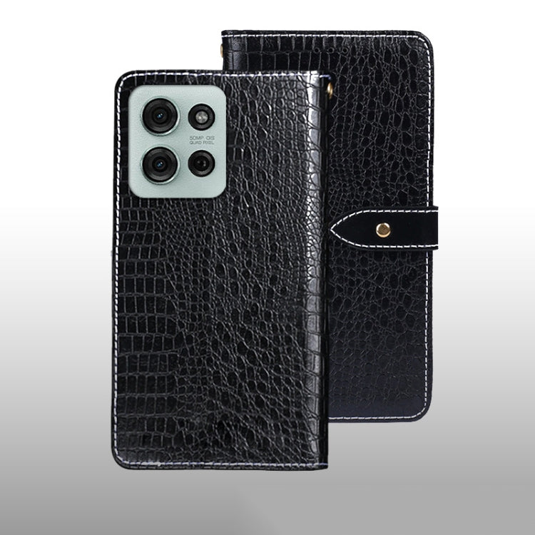 For Motorola Moto G75 5G idewei Crocodile Texture Leather Phone Case(Black)
