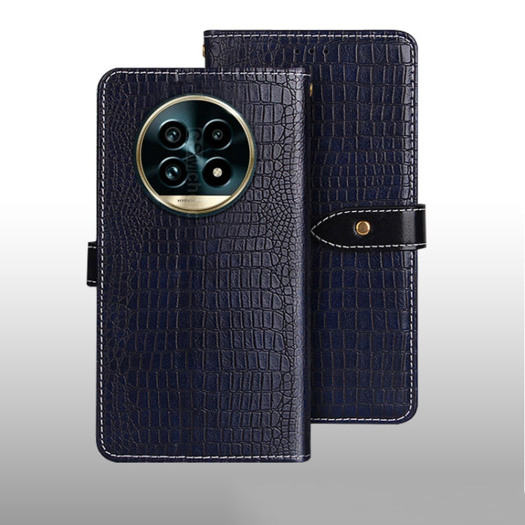 For Realme 13 Pro+ 5G idewei Crocodile Texture Leather Phone Case(Dark Blue)