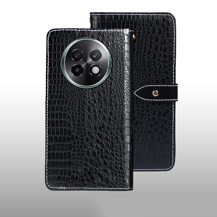 For Realme 13+ 5G idewei Crocodile Texture Leather Phone Case(Black)