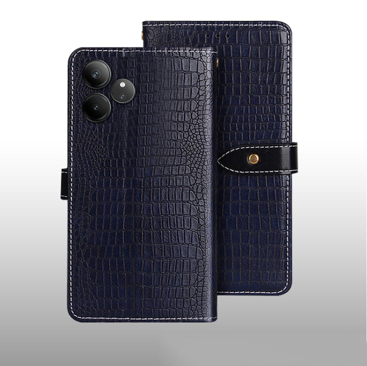 For Realme GT 6 5G Taiwan, China idewei Crocodile Texture Leather Phone Case(Dark Blue)