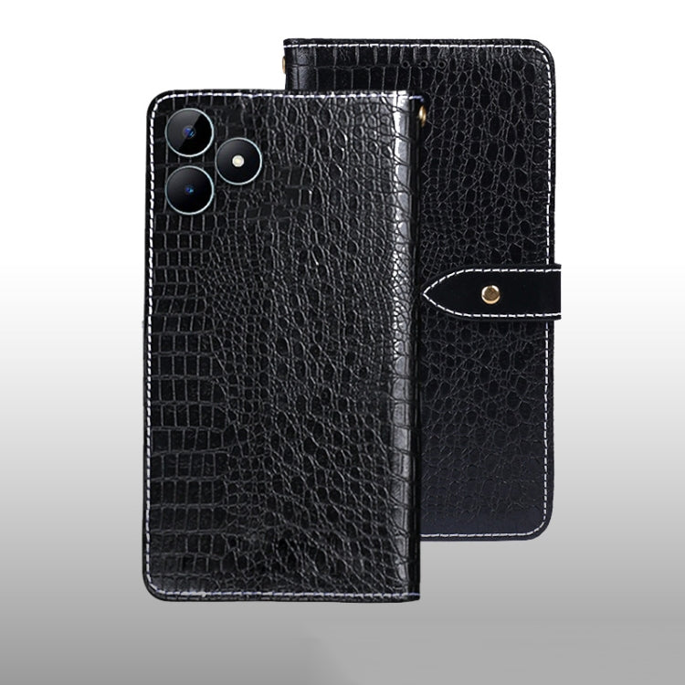 For Realme Note 50 idewei Crocodile Texture Leather Phone Case(Black)