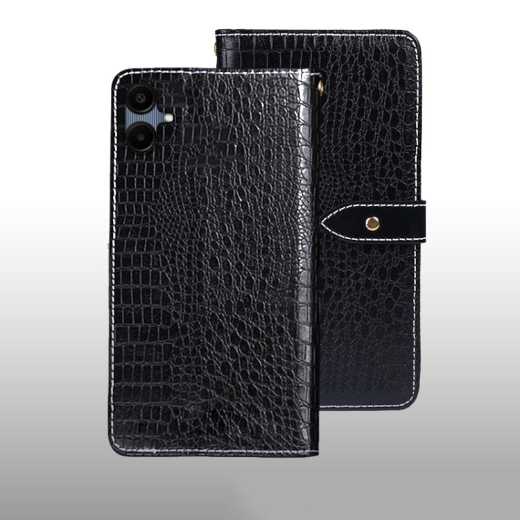 For Samsung Galaxy A06 4G idewei Crocodile Texture Leather Phone Case(Black)