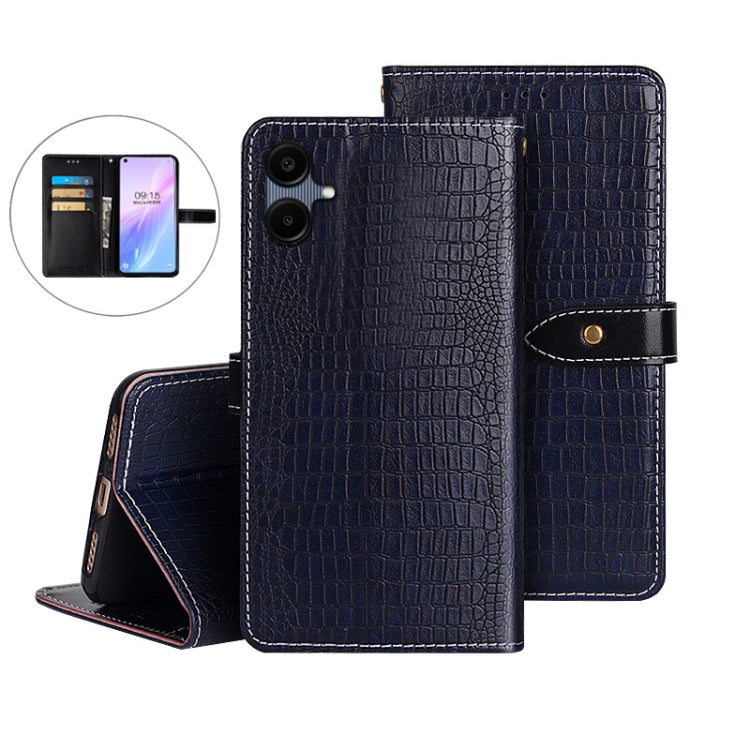 For Samsung Galaxy A06 4G idewei Crocodile Texture Leather Phone Case(Dark Blue)