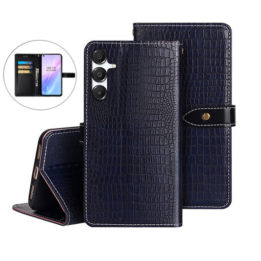 For Samsung Galaxy A16 5G idewei Crocodile Texture Leather Phone Case(Dark Blue)