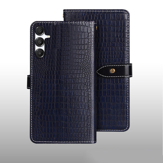 For Samsung Galaxy A16 5G idewei Crocodile Texture Leather Phone Case(Dark Blue)