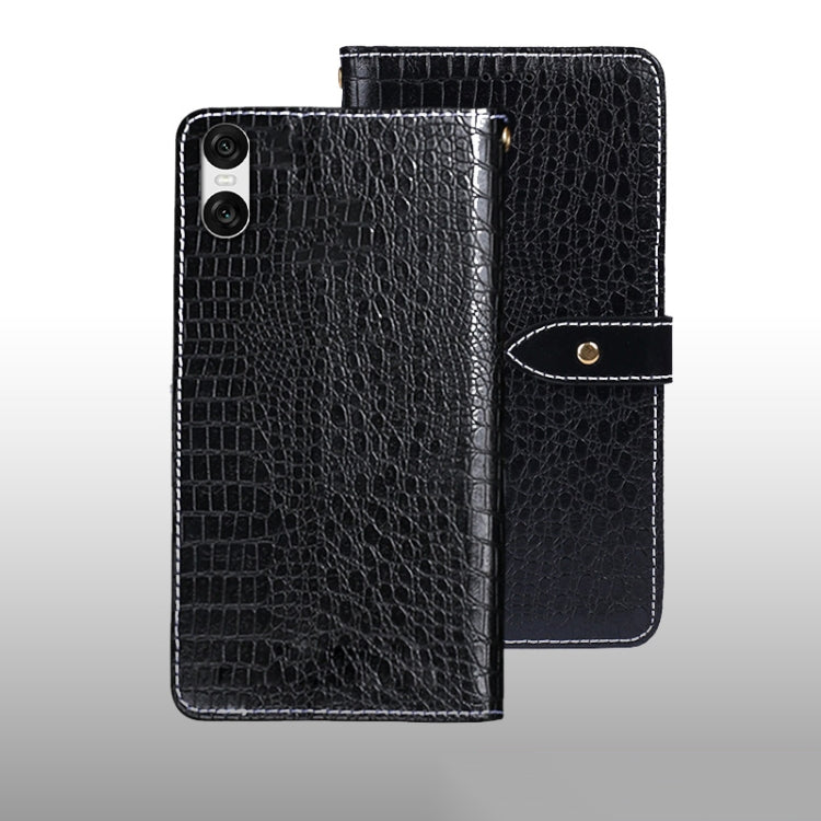 For Sony Xperia 10 VI idewei Crocodile Texture Leather Phone Case(Black)