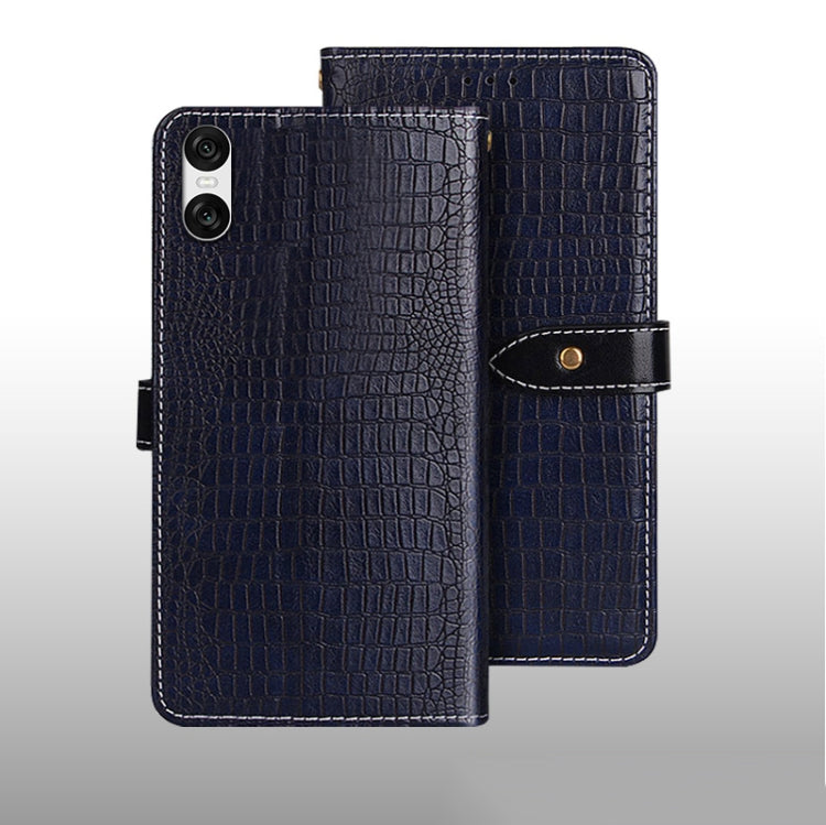 For Sony Xperia 10 VI idewei Crocodile Texture Leather Phone Case(Dark Blue)