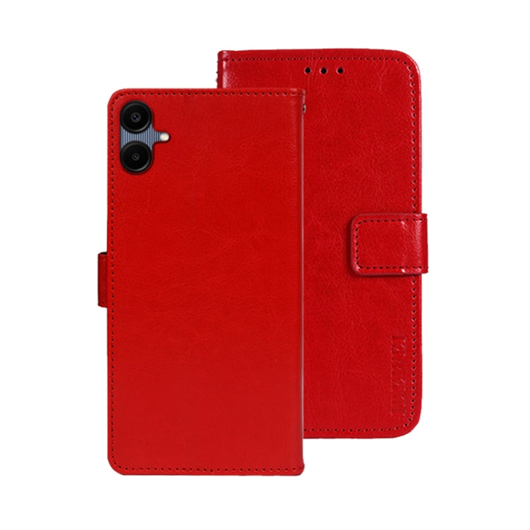 For Samsung Galaxy A06 4G idewei Crazy Horse Texture Leather Phone Case(Red)